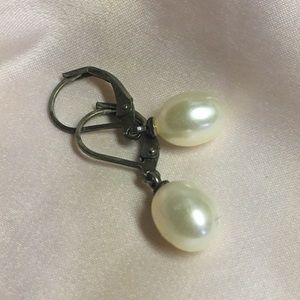 Genuine Teardrop Pearl Lever-Back Earrings